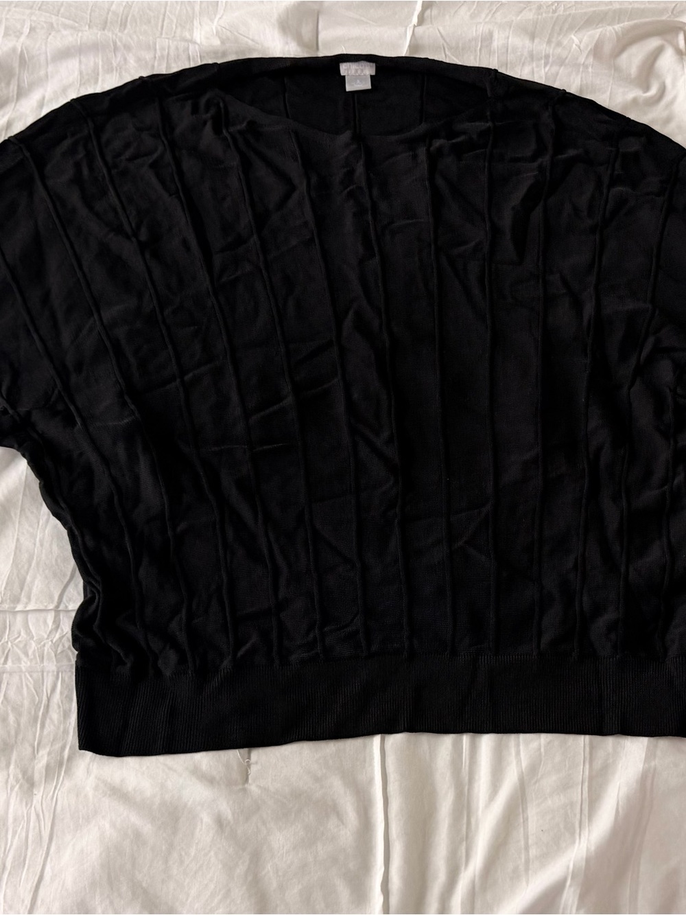 BNWOT Chico's Black Ribbed Short Sleeve Sweater